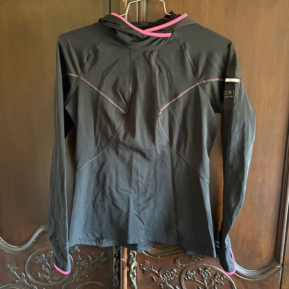 Gore Running Wear Women’s Black & Pink Long Sleeve Hooded Top Large